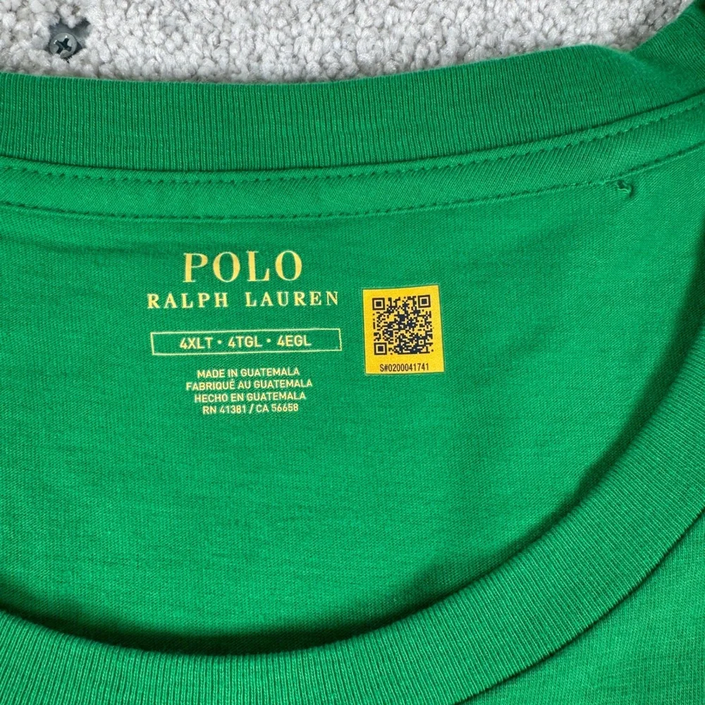 Polo Ralph Lauren T-Shirt HOLE Mens 4XLT Green Script Logo Short Sleeve Tee NWT